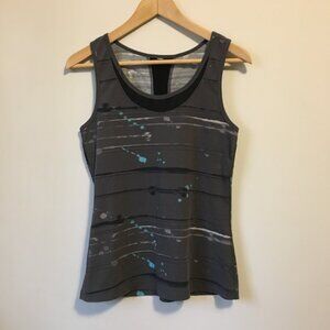 Lucy Charcoal Grey Blue Paint Splat Racerback Tank Top Rare